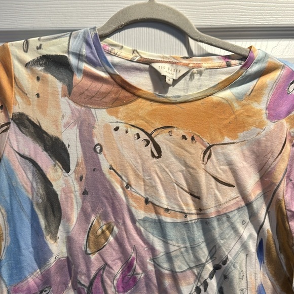 Ted Baker London Rosiean Abstract Print Stretch Cotton Fitted Tee Shirt 4 XL - Picture 5 of 7